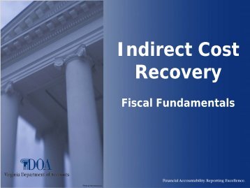 Indirect Cost Recovery - Virginia Department of Accounts