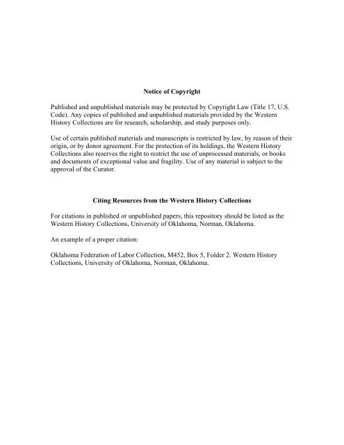 Copyright Published Notice of Copyright Published and unpublished ... - Digital Collections