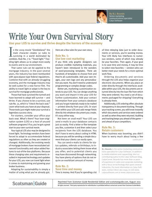 Write Your Own Survival Story - Calyx Software