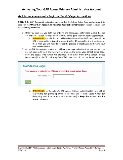 Activating Your GAP Access Primary Administrator Account