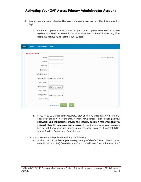 Activating Your GAP Access Primary Administrator Account