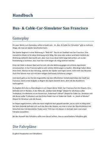 Handbuch Bus- & Cable-Car-Simulator San Francisco