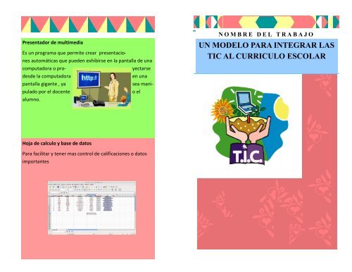 UN MODELO PARA INTEGRAR LAS TIC AL CURRICULO ESCOLAR