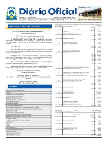 SUMÃRIO AtOS dO CHeFe dO POdeR eXeCUtIVO - DiÃ¡rio Oficial