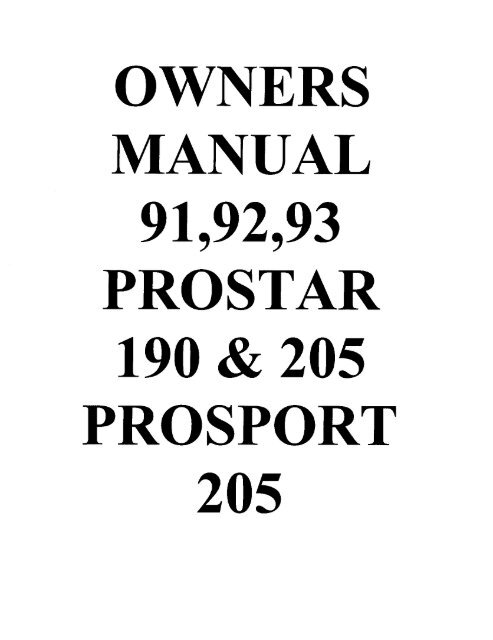 Owners Manual 91 92 93 Prostar 190 Amp