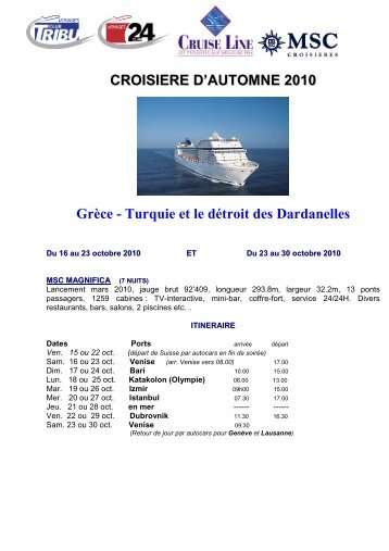 Programme croisiÃ¨re d'automne - Tribune de GenÃ¨ve