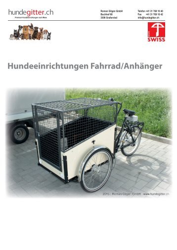 Hundeeinrichtungen Fahrrad und Anhänger