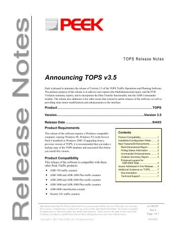TOPS v3.5 Release Notes - Peek Traffic Corporation