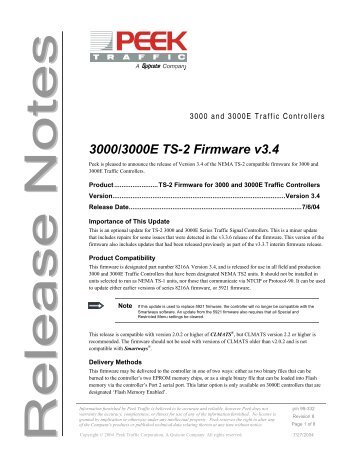 3000/E v3.4 TS2 Firmware Release Notes - Peek Traffic Corporation
