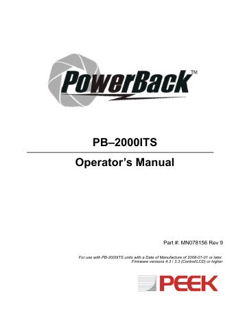 MN078156-PowerBack 2000ITS Manual Rev 9.pdf - Peek Traffic