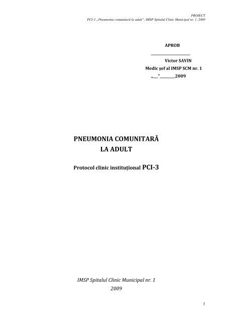 "Pneumonia comunitarÄ la adult" PCI-3 (Exemplu: SCM nr.1)