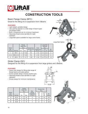 to download our Beam Girder Clamps - Lift-All Inc.