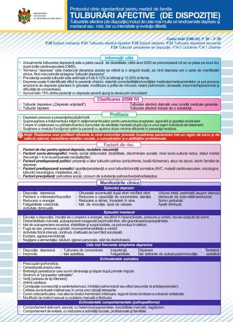 TulburÄrile afective de dispoziÅ£ie - Ministerul SÄnÄtÄÅ£ii