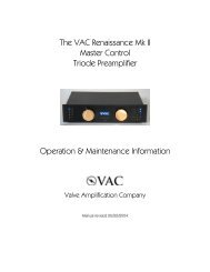 The VAC Renaissance Mk II Master Control Triode Preamplifier ...