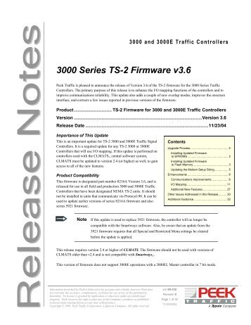 3000/E v3.6 TS2 Firmware Release Notes - Peek Traffic Corporation