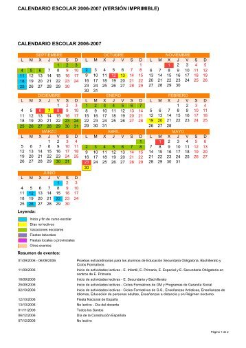calendario escolar 2006-2007 - IES Vaguada de la Palma