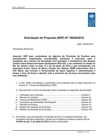 Solicitação de Proposta (SDP) Nº 16626/2012 - Pnud