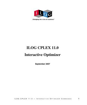 ILOG CPLEX 11.0 Interactive Optimizer