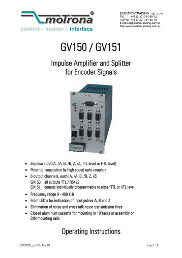 GV150 / GV151 - Elektro-Trading sp. z oo