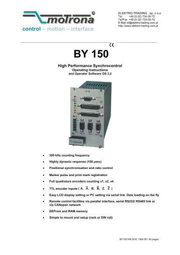 Beschreibung BY 150 englisch - Elektro-Trading sp. z oo