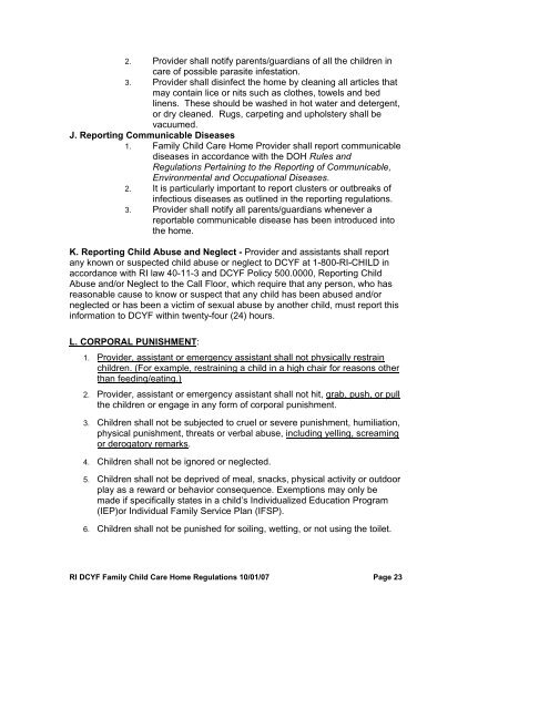 Family Child Care Home Regulations for Licensure - RI Department ...