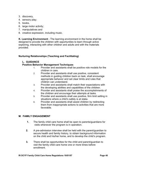 Family Child Care Home Regulations for Licensure - RI Department ...