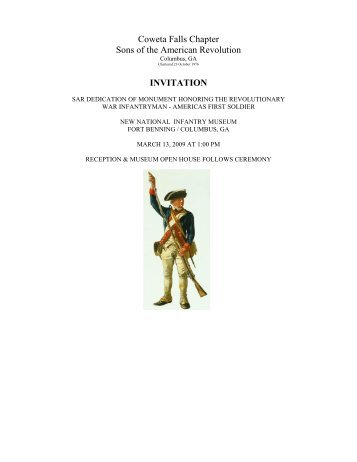 Coweta Falls Chapter Sons of the American Revolution INVITATION