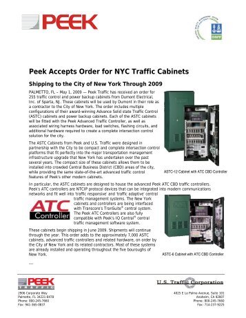 Peek Press Release - Additional Traffic Cabinets Purchased by NYC