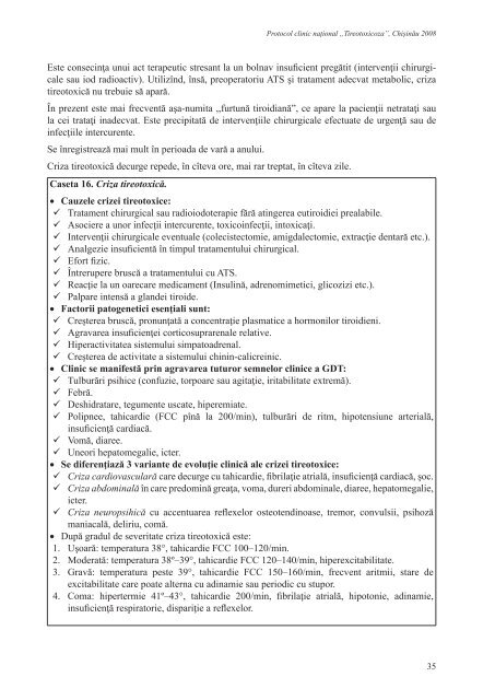 Protocol clinic naÅ£ional: âTireotoxicozaâ - AcasÄ - Ministerul SÄnÄtÄÅ£ii