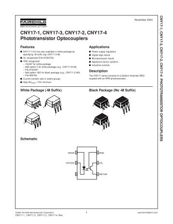 CNY17-1, CNY17-3, CNY17-2, CNY17-4 Phototransistor Optocouplers