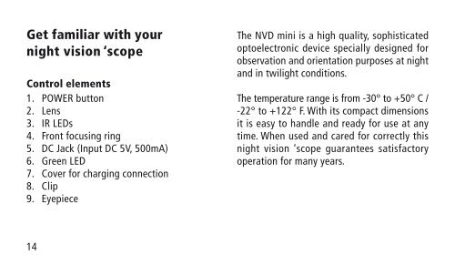 MINOX NVD mini Manual DE / EN - Yabonet Yachtshop