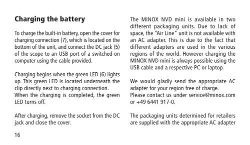 MINOX NVD mini Manual DE / EN - Yabonet Yachtshop