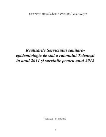 RealizÄrile Serviciului sanitaro - Rezultate ale controlului - Ministerul ...