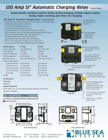 120 Amp SI* Automatic Charging Relay ... - Blue Sea Systems