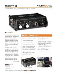 Download the MixPre-D fact sheet. - Sound Devices, LLC