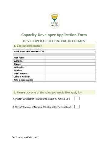 Capacity Developer Application Form - HP - Sascoc