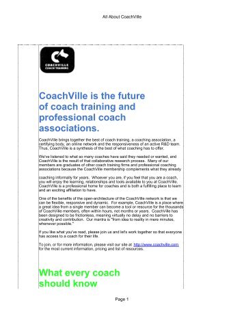 CoachVille is the future of coach training and professional coach ...