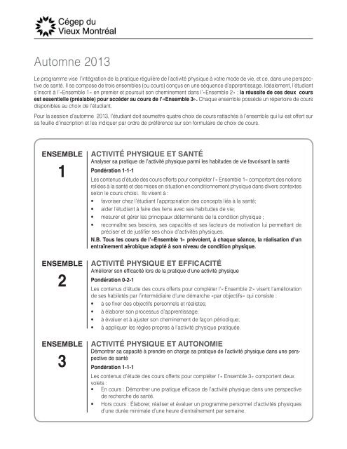 Cours D Education Physique Cegep Du Vieux Montreal