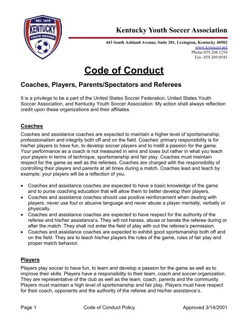 Soccer Code Of Conduct For Players / Being A Ds Soccer Fan Dover