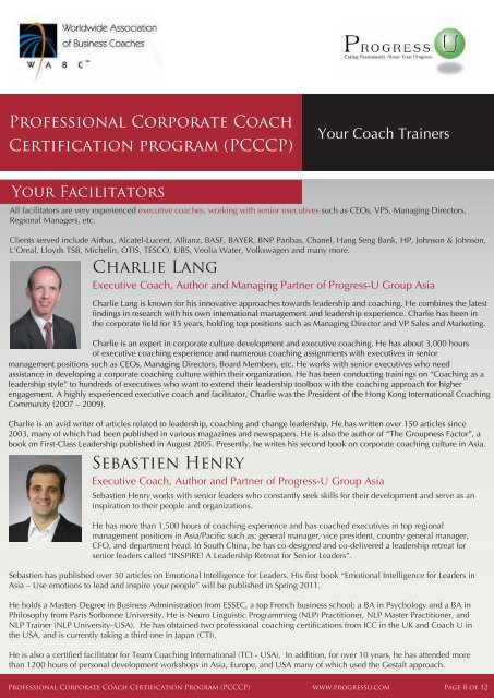 Professional Corporate Coach Certification Program ... - Progress-U