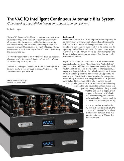 The VAC iQ Intelligent Continuous Automatic Bias System