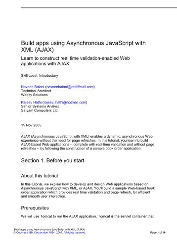 Build apps using Asynchronous JavaScript with XML (AJAX) (pdf)