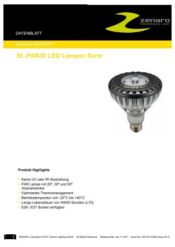 SL-PAR30 LED Lampen Serie - MSC Vertriebs GmbH