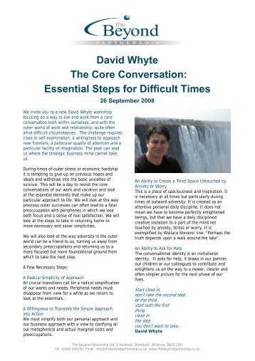 David Whyte The Core Conversation: Essential Steps for Difficult ...