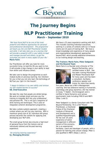 The Journey Begins NLP Practitioner Training - The Beyond ...