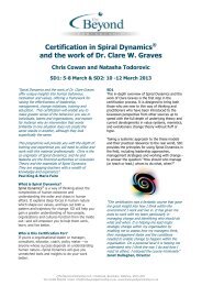 Certification in Spiral DynamicsÂ® and the work of Dr. Clare W. Graves