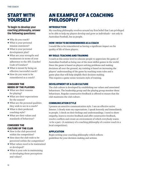 AFL Coaching Manual - Western Bulldogs Football Club