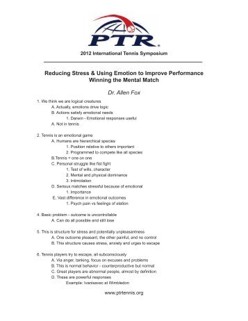 Reducing Stress & Using Emotion to Improve Performance Winning ...