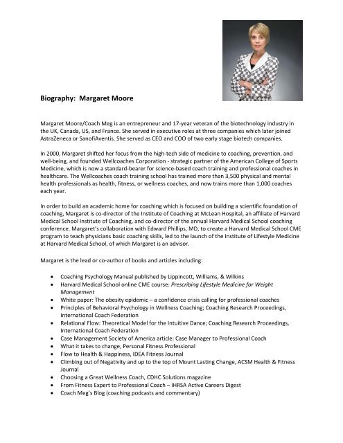 Biography: Margaret Moore - Institute of Coaching