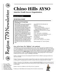 Region 779 Newsletter - Chino Hills AYSO Region 779
